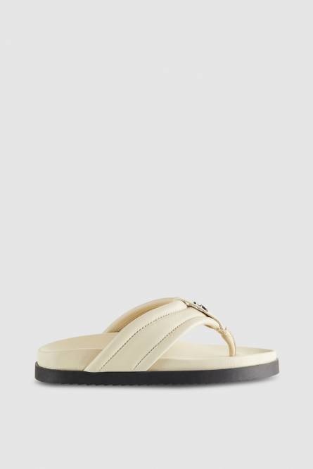 Nappa leather slippers, Black, White, Patrizia Pepe