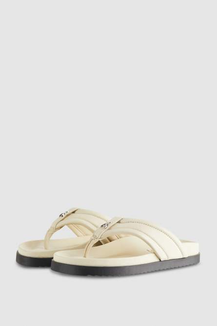 Nappa leather slippers, Black, White, Patrizia Pepe