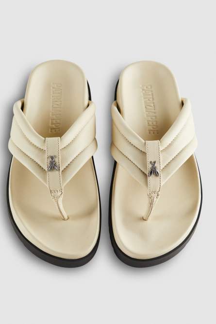 Nappa leather slippers, Black, White, Patrizia Pepe