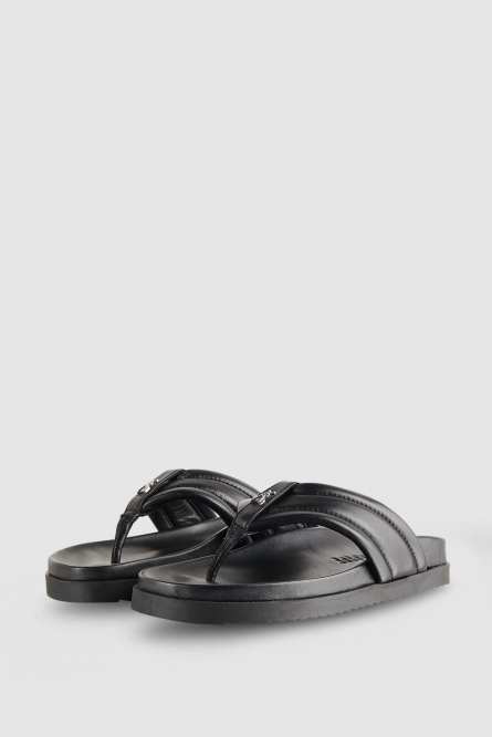 Nappa leather slippers, Black, Patrizia Pepe