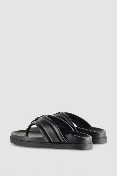 Nappa leather slippers, Black, Patrizia Pepe