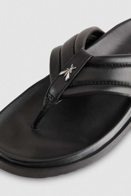 Nappa leather slippers, Black, Patrizia Pepe