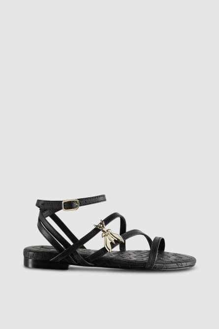 Sandals with criss-cross straps, Black, Patrizia Pepe