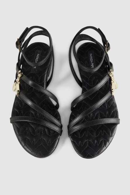 Sandals with criss-cross straps, Black, Patrizia Pepe