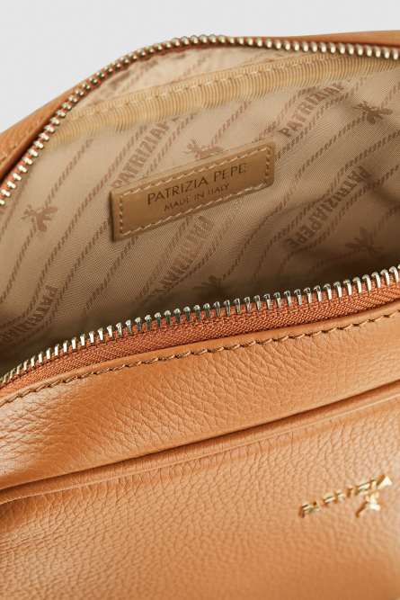 Fly skórzana torba typu Camera bag z wewnętrzną kieszenią, Skórzany, Patrizia Pepe