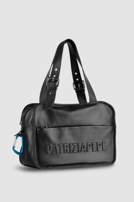 (IM)PERFECTION leather shopping bag, Black, Patrizia Pepe
