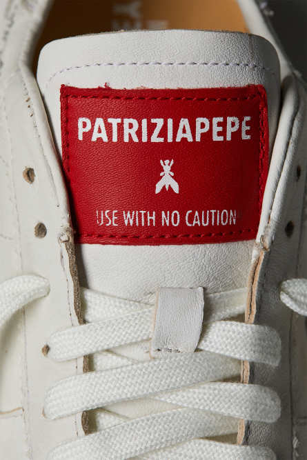 SKIN Sneakers in leather with lettering, White, Patrizia Pepe