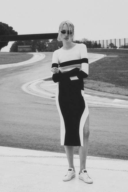 Knitted dress with slit, White, Patrizia Pepe