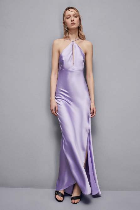 Long satin dress, Purple, Patrizia Pepe