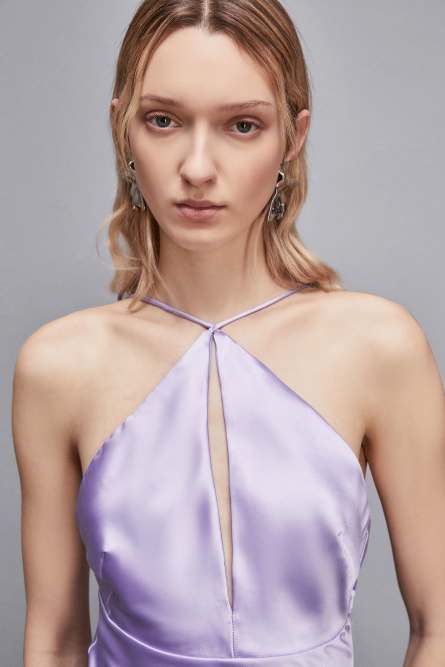 Long satin dress, Purple, Patrizia Pepe