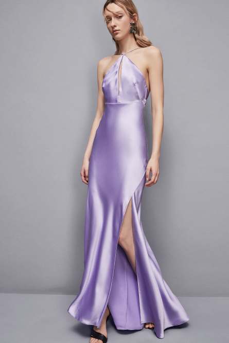 Long satin dress, Purple, Patrizia Pepe