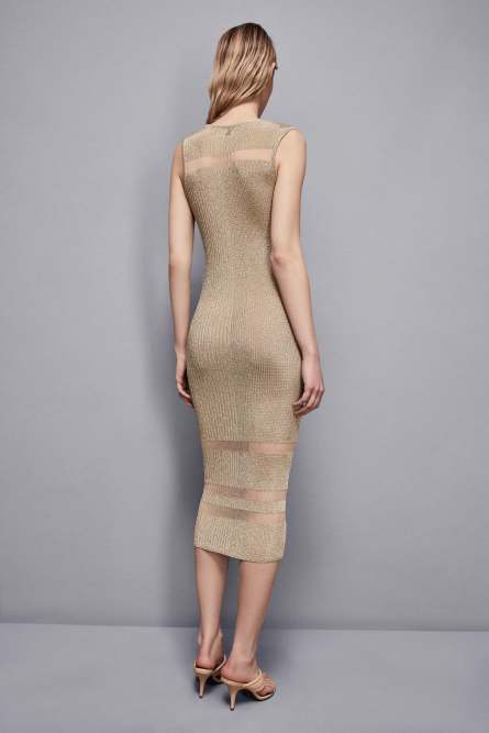 Sleeveless dress with wide neckline, Gold, Patrizia Pepe