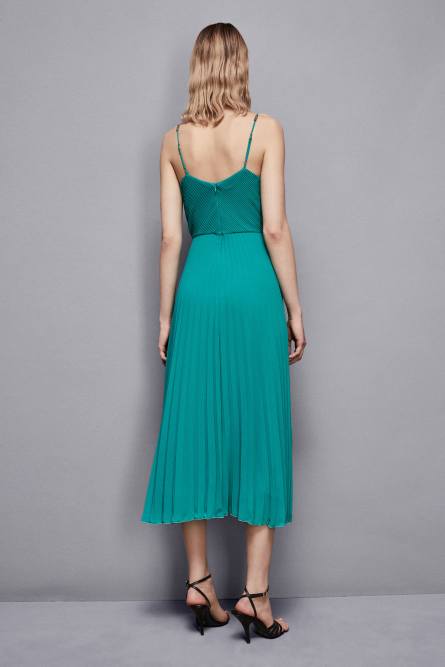 Essential georgette fitted dress, Green, Patrizia Pepe