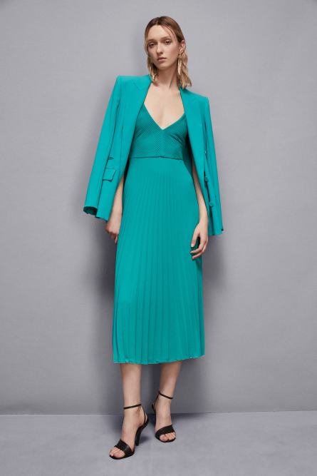 Essential georgette fitted dress, Green, Patrizia Pepe