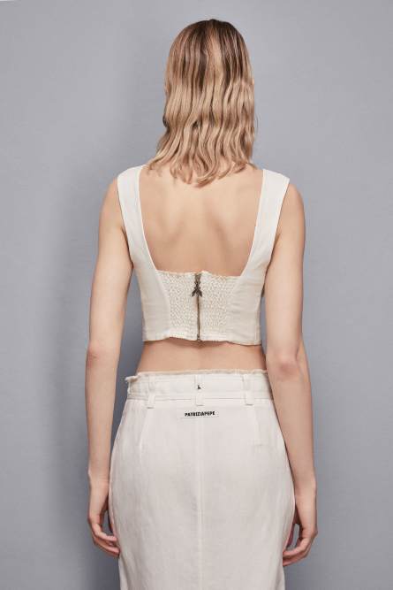 Essential viscose fitted top, Beige, Patrizia Pepe