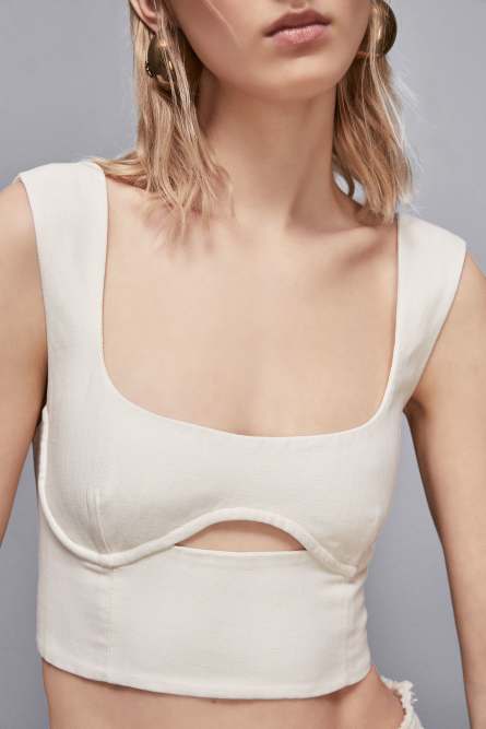 Essential viscose fitted top, Beige, Patrizia Pepe