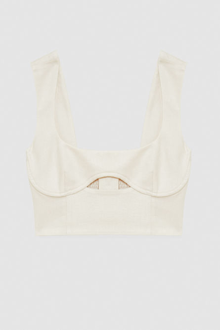 Essential viscose fitted top, Beige, Patrizia Pepe