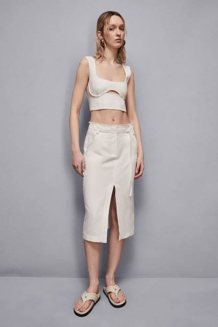 Essential viscose fitted top, Beige, Patrizia Pepe