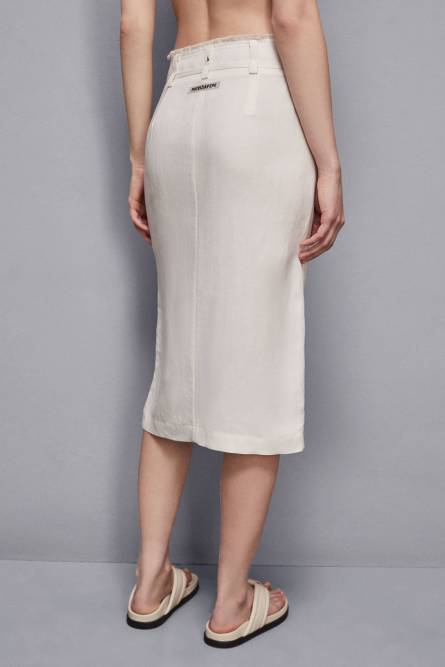 Jupe midi en viscose et lin Essential, Beige, Patrizia Pepe