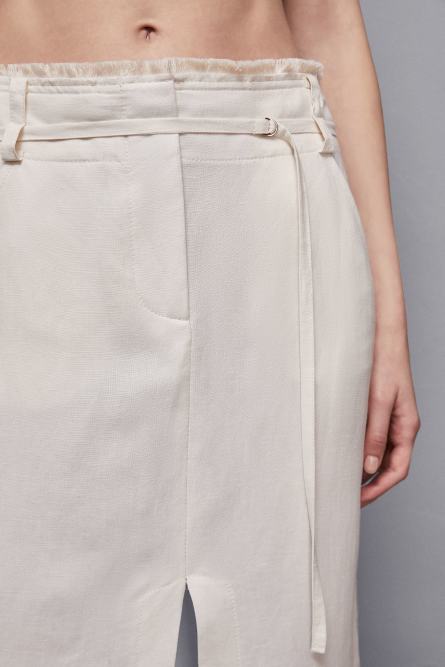Jupe midi en viscose et lin Essential, Beige, Patrizia Pepe