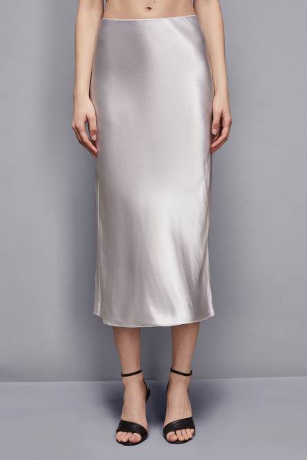 Fluid satin skirt, White, Patrizia Pepe