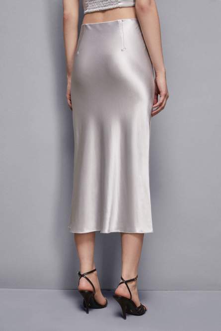 Fluid satin skirt, White, Patrizia Pepe