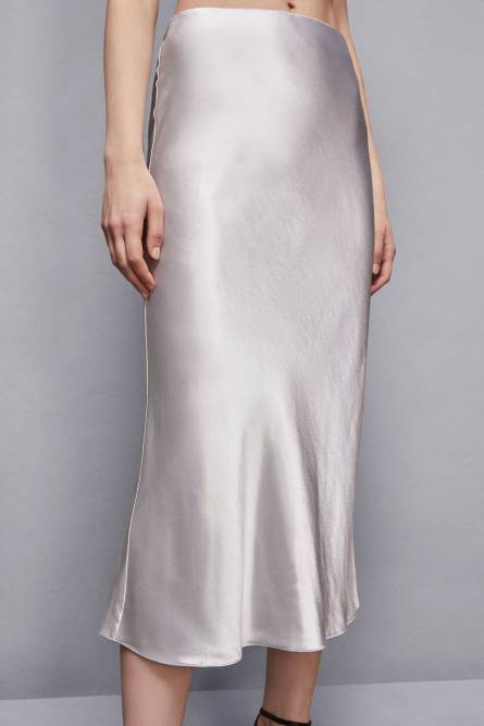 Fluid satin skirt, White, Patrizia Pepe