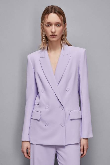 Regular fit double-breasted crepe jacket, Purple, Patrizia Pepe