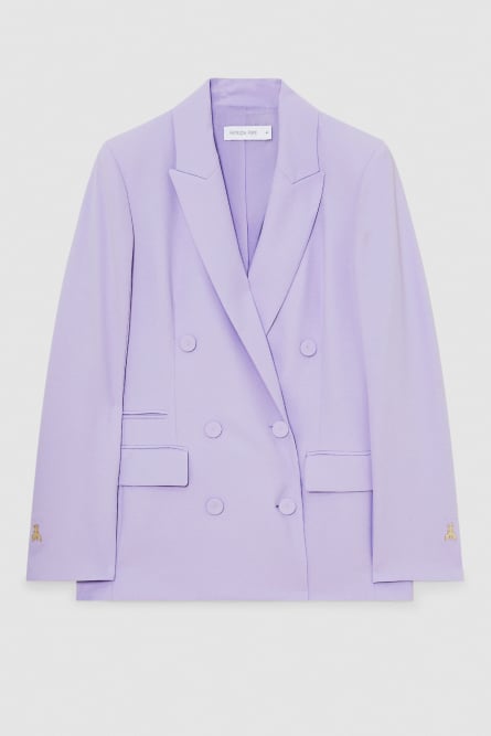 Regular fit double-breasted crepe jacket, Purple, Patrizia Pepe