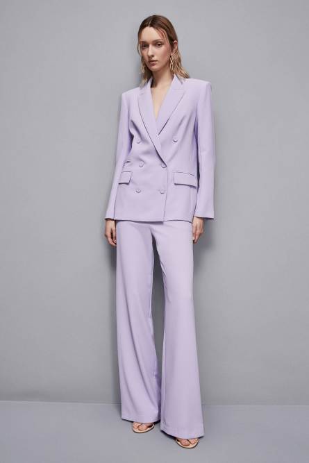 Regular fit double-breasted crepe jacket, Purple, Patrizia Pepe