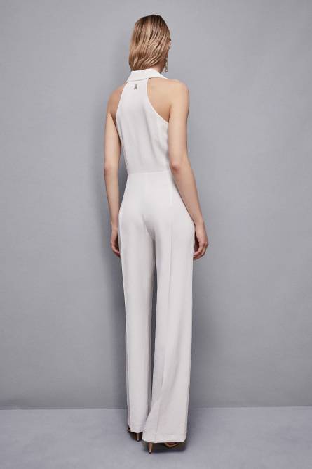 Double-breasted crepe jumpsuit, White, Patrizia Pepe