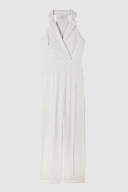 Double-breasted crepe jumpsuit, White, Patrizia Pepe