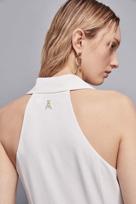 Double-breasted crepe jumpsuit, White, Patrizia Pepe