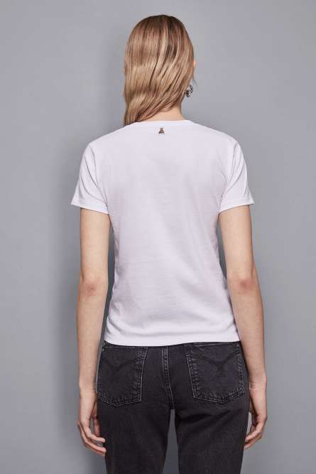 Cotton T-shirt with slogan, White, Patrizia Pepe
