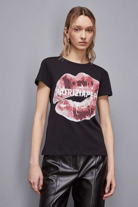 T-shirt with print, Black, Patrizia Pepe