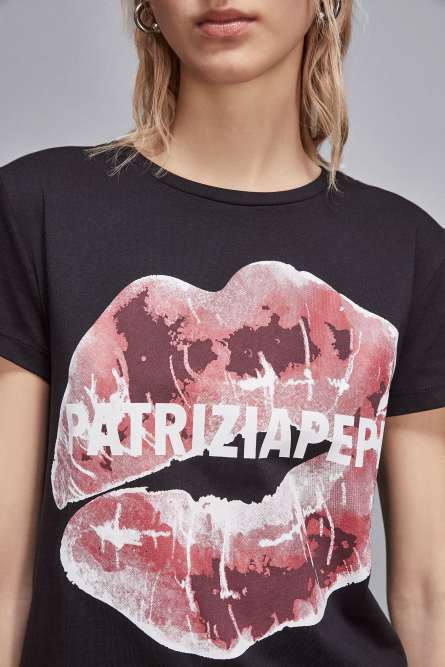 T-shirt with print, Black, Patrizia Pepe