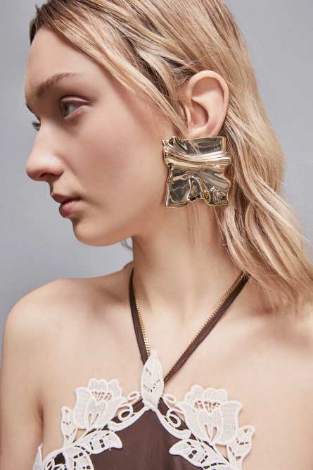 Zama and brass earrings, Gold, Patrizia Pepe