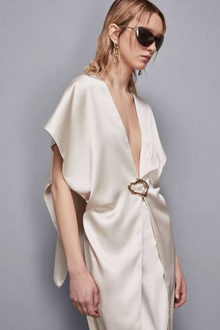 Satin stole, Beige, Patrizia Pepe