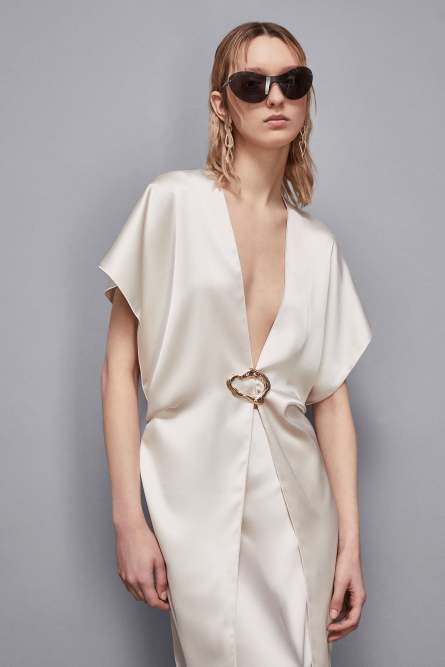 Satin stole, Beige, Patrizia Pepe