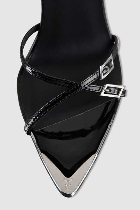 Sandal with heel and ankle strap, Black, Patrizia Pepe