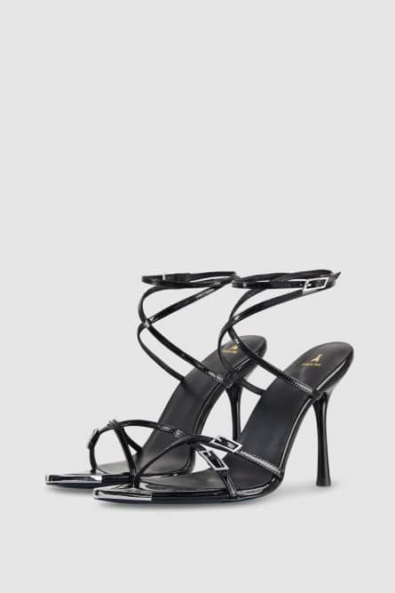 Sandal with heel and ankle strap, Black, Patrizia Pepe