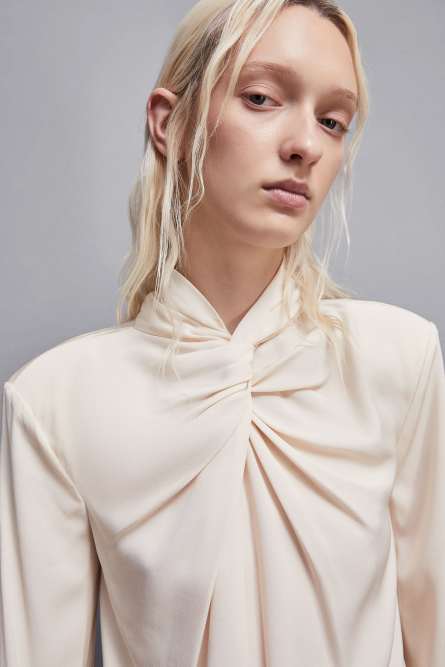 &quot;Essential&quot; viscose twill blouse, Beige, Patrizia Pepe