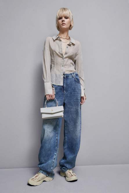 Cotton pinstripe shirt, Grey, Patrizia Pepe