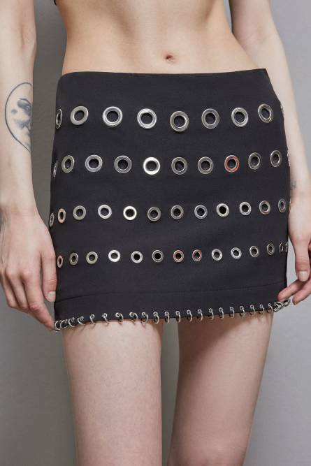 Low-waisted crêpe miniskirt, Black, Patrizia Pepe