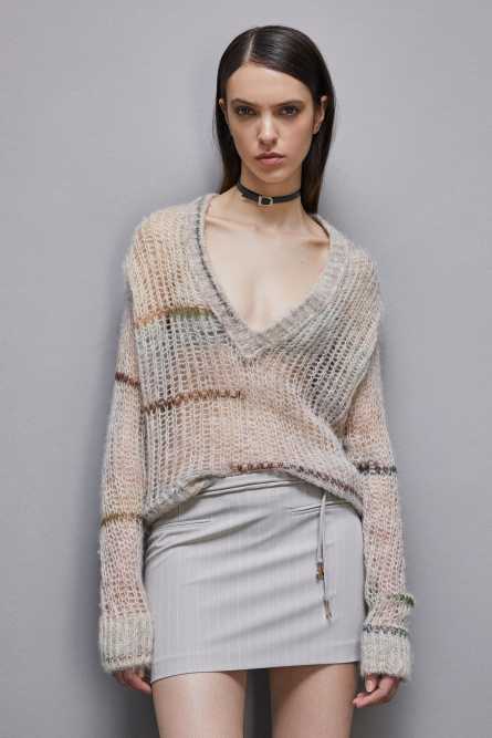 Wool blend mesh sweater, Multicolor, Patrizia Pepe