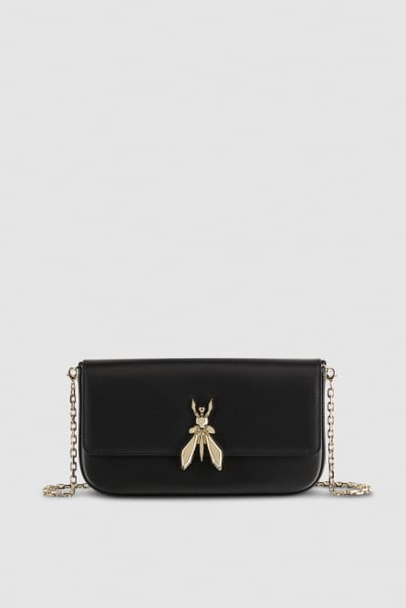 Fly leather bag with chain, Black, Patrizia Pepe