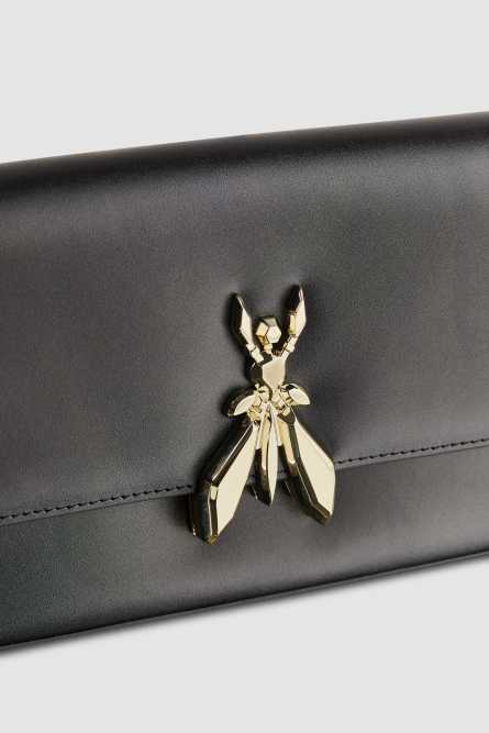 Fly leather bag with chain, Black, Patrizia Pepe