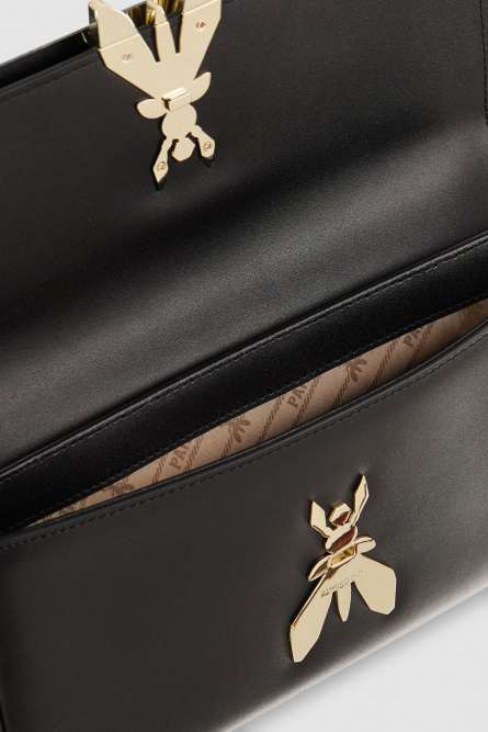 Fly leather bag with chain, Black, Patrizia Pepe