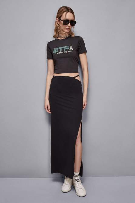 Skinny ankle-length jersey skirt, Black, Patrizia Pepe