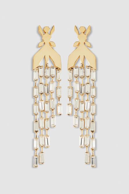 Pendant earrings in brass and glass, Gold, Patrizia Pepe